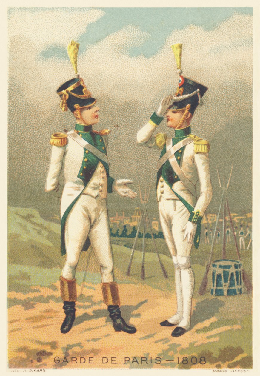Guardia de París en 1808 (Unidad responsable del mantenimiento del orden en París, creada en 1802 y disuelta en 1812) de French School