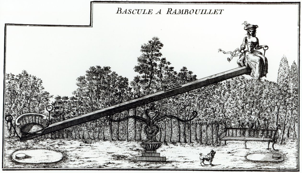 Sube y baja de jardín en Rambouillet, de Details des Nouveaux Jardins a la Mode por George Louis le Rouge, publicado en 1775-78 de French School