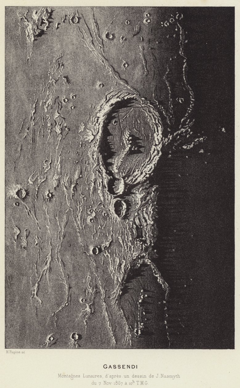 Gassendi, Montañas Lunares (litografía) de French School