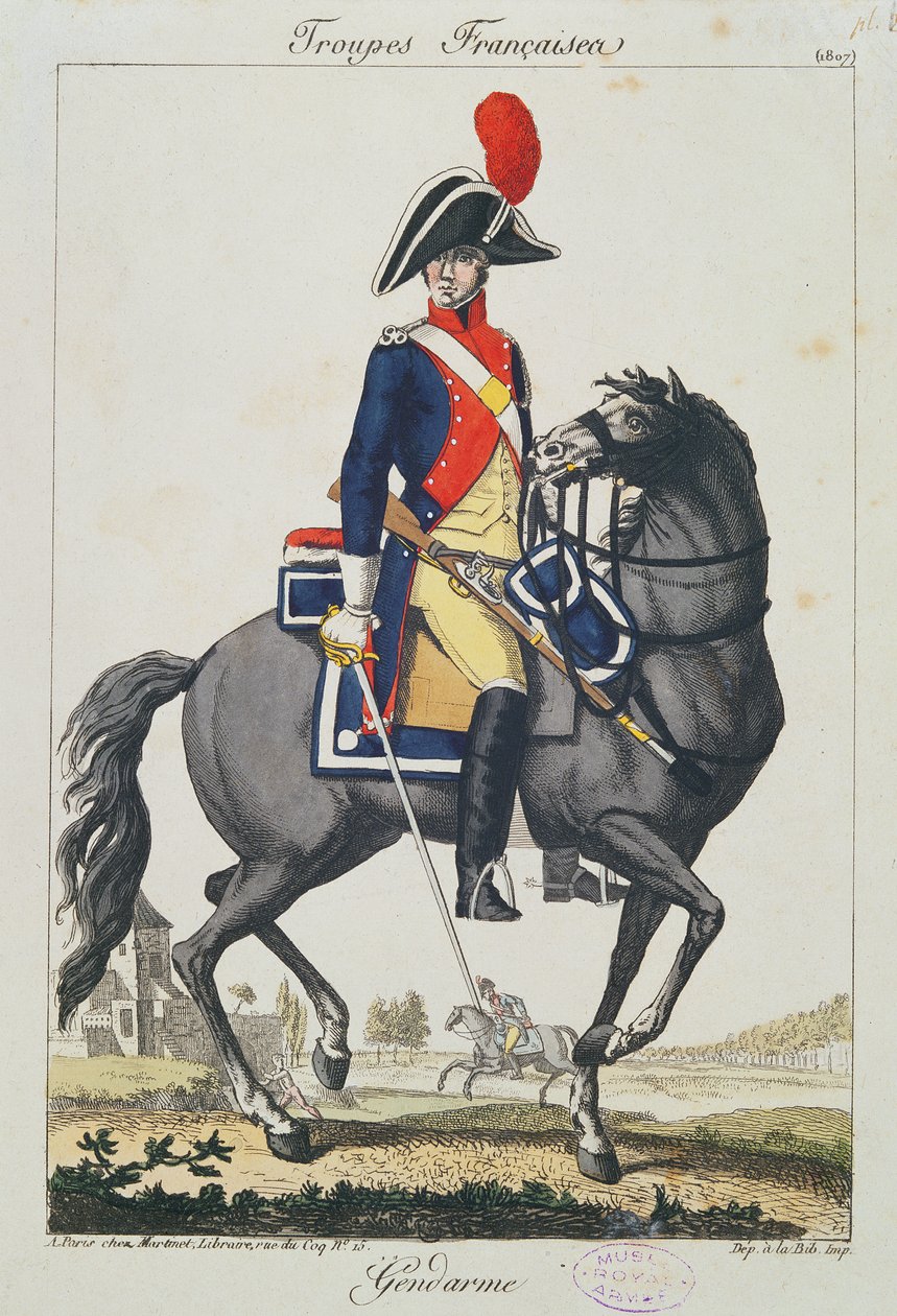 Gendarme montado a caballo, 1807 de French School