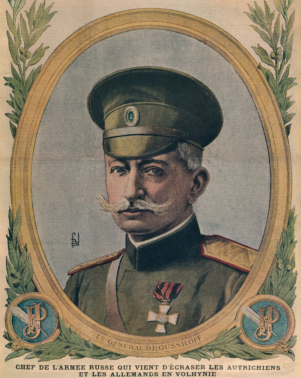 General Aleksei Brusilov, jefe del ejército ruso que aplastó a los austriacos y alemanes en Volinia, ilustración de portada de Le Petit Journal, 2 de julio de 1916 de French School