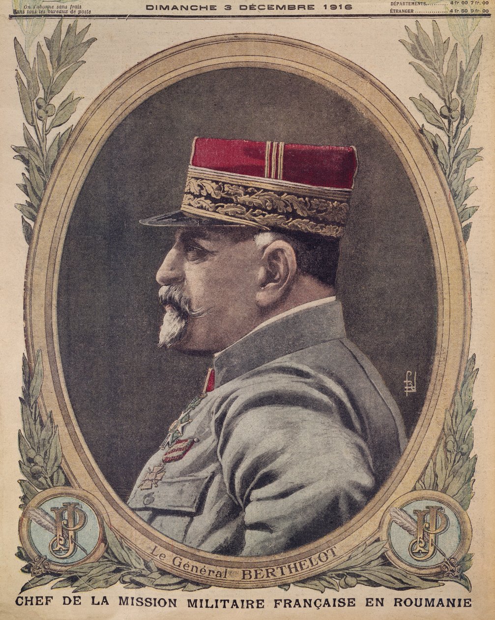 General Berthelot, jefe de la misión militar francesa en Rumanía, ilustración de portada de Le Petit Journal, suplemento ilustrado, 3 de diciembre de 1916 de French School