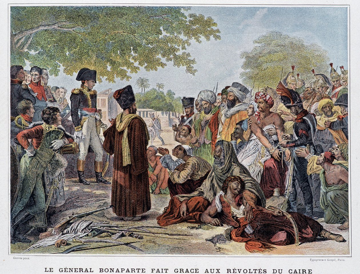 El General Bonaparte agradece las revueltas de El Cairo - en "Victorias y Conquistas de los Ejércitos Franceses", París, s.d. siglo XIX de French School