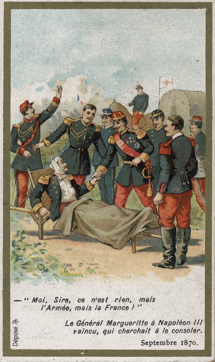 El general Jean Auguste Margueritte herido de muerte durante la Batalla de Sedan el 2 de septiembre de French School