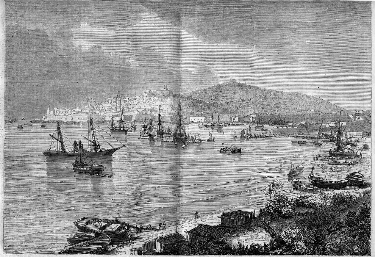 Vista general de Gaeta, Italia de French School