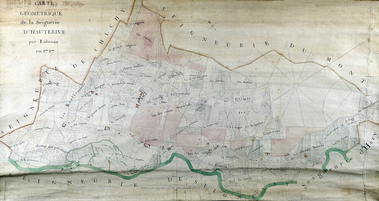 Mapa geométrico de la señoría de Hauterive por Labrune en 1787 de French School