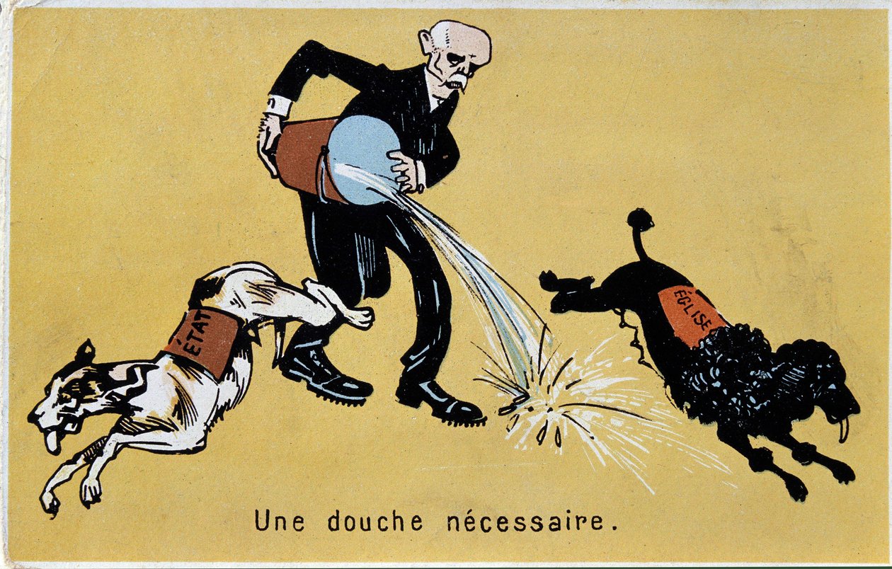 Georges Clemenceau separa Iglesia y Estado con un salto al agua para dos perros de French School