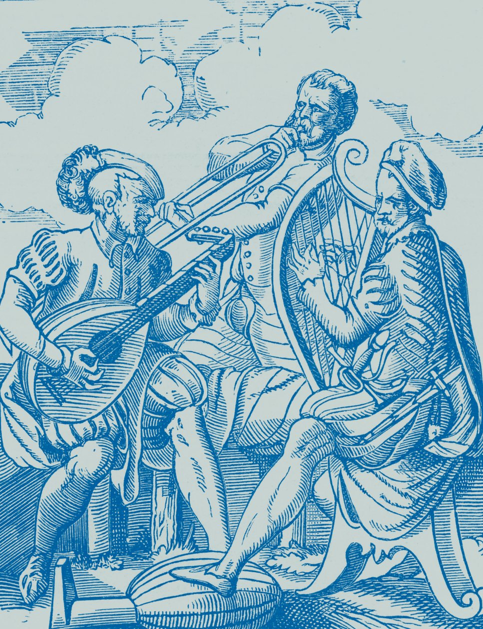 Músicos alemanes tocando el laúd y la guitarra de French School
