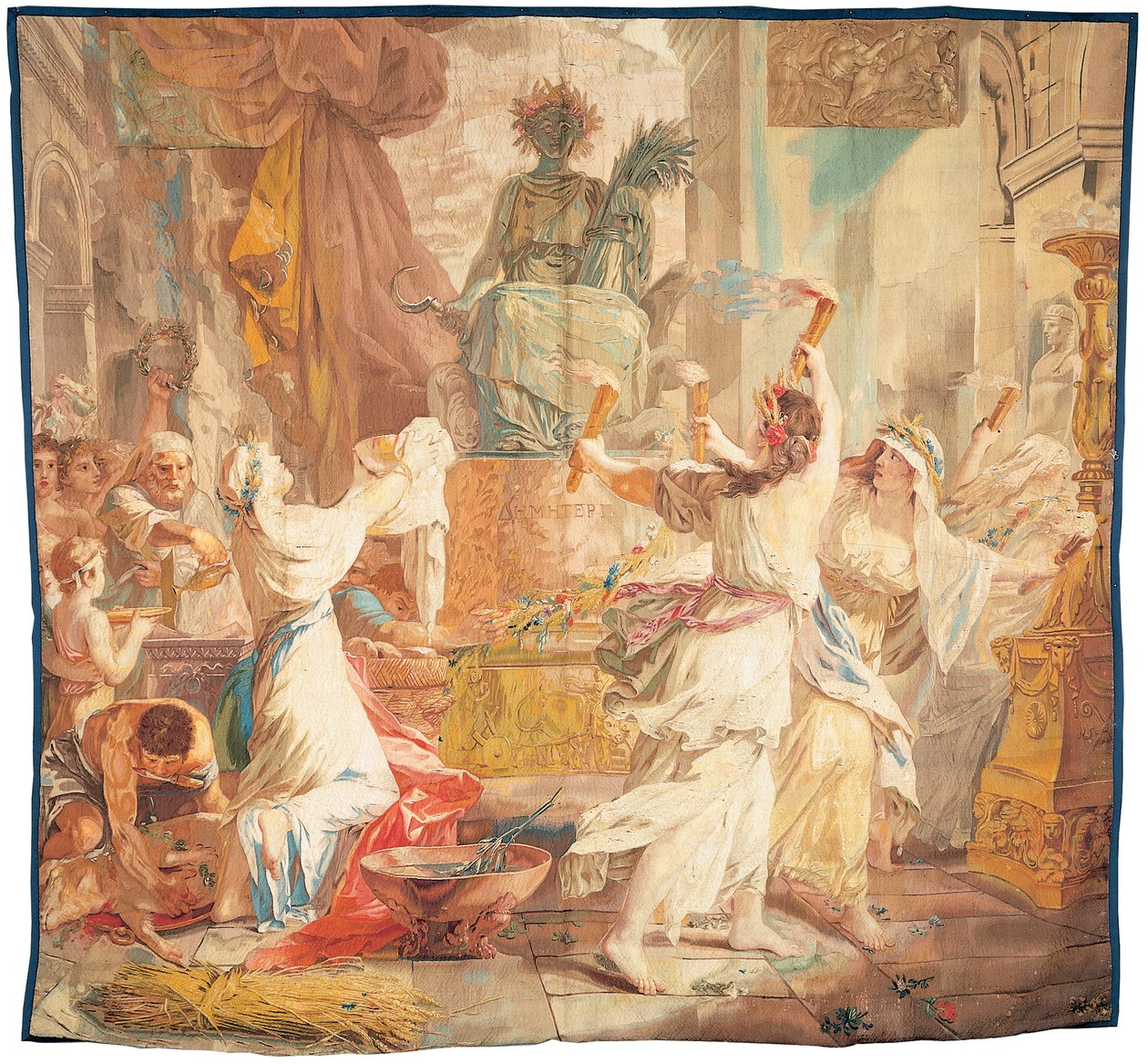 Tapiz de Gobelinos Conocido como "Verano" o "Las Fiestas de Ceres" de French School