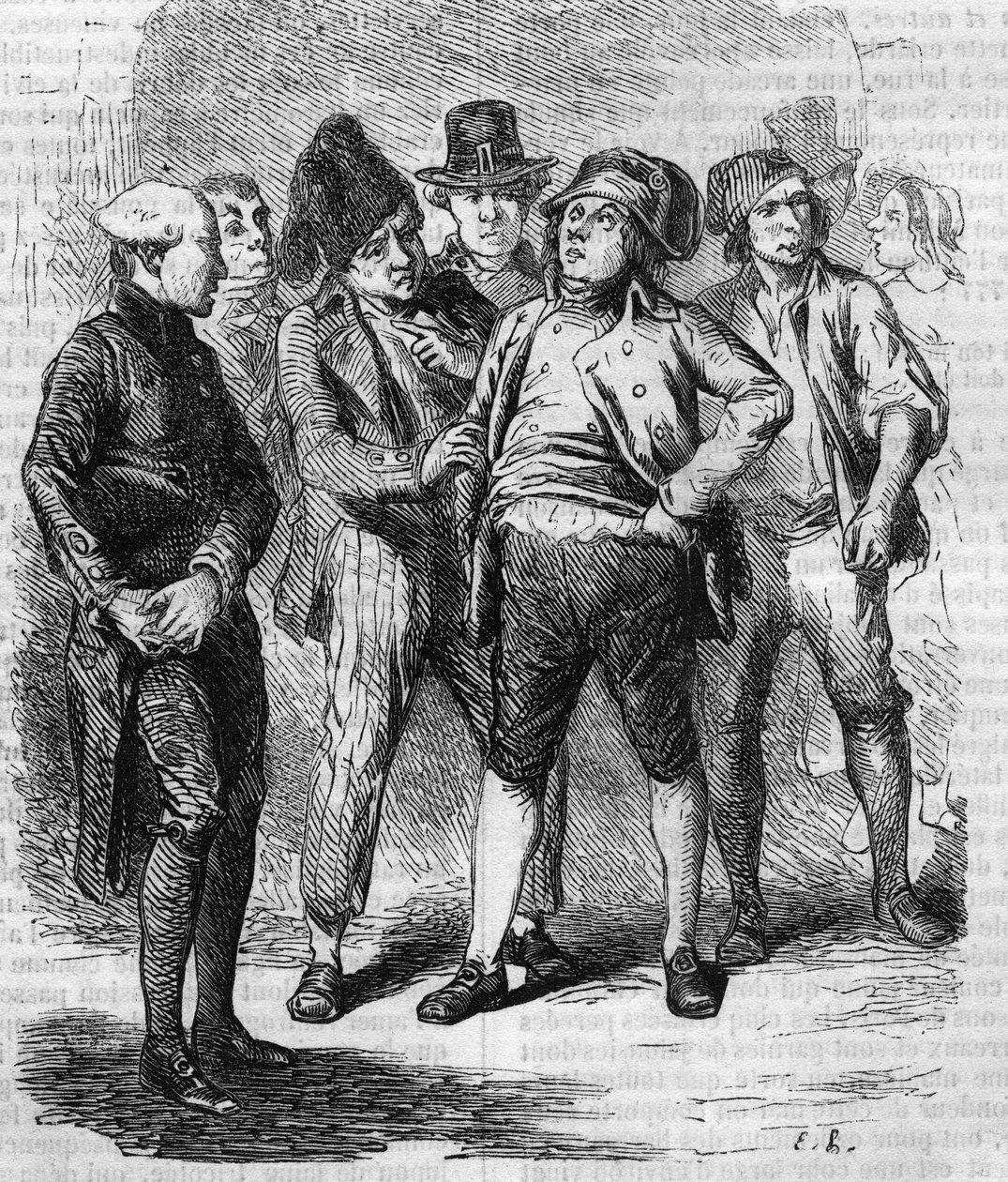 Goriot fue presidente de su sección durante la Revolución. Grabado a mediados del siglo XIX. Ilustración para "El padre Goriot" de Honoré de Balzac (1799-1850). de French School