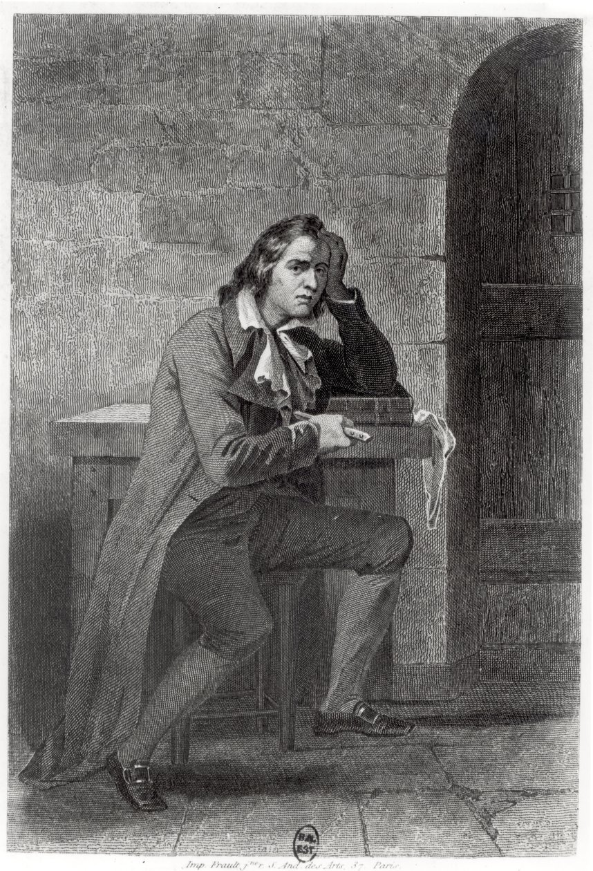 Gracchus Babeuf (1760-97) apuñalándose de French School