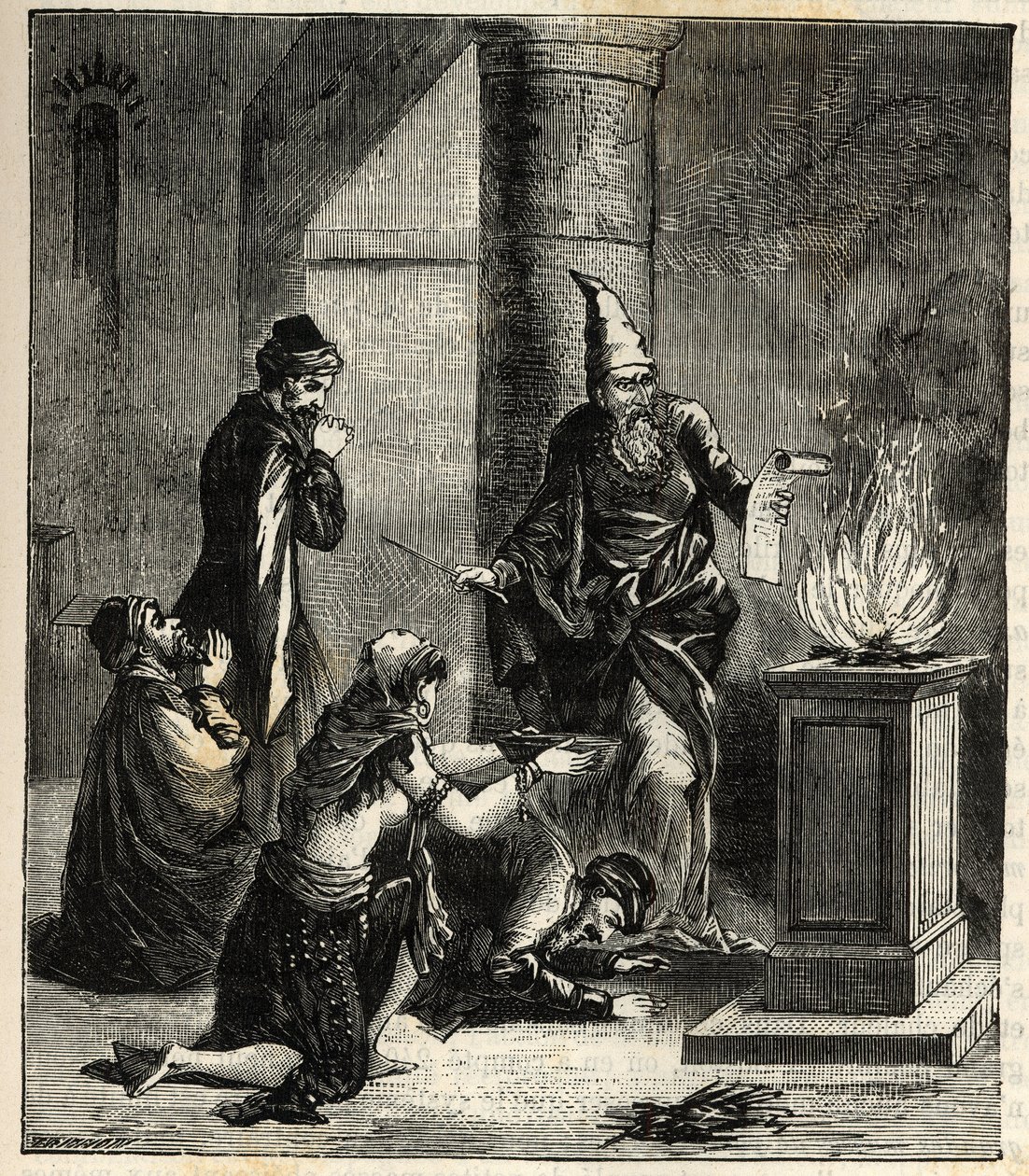 Guebres (o Zoroastrianos) - Adoradores del fuego - Grabado en “Sciences à la portée de tous - physics et chimie populaires” por Alexis Clerc. Finales del siglo XIX. Colección privada de French School