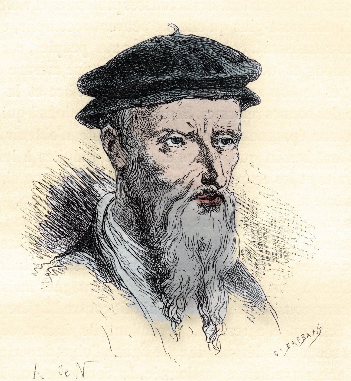 Guillaume Farel - William Farel - 1489-1565 - grabado de 