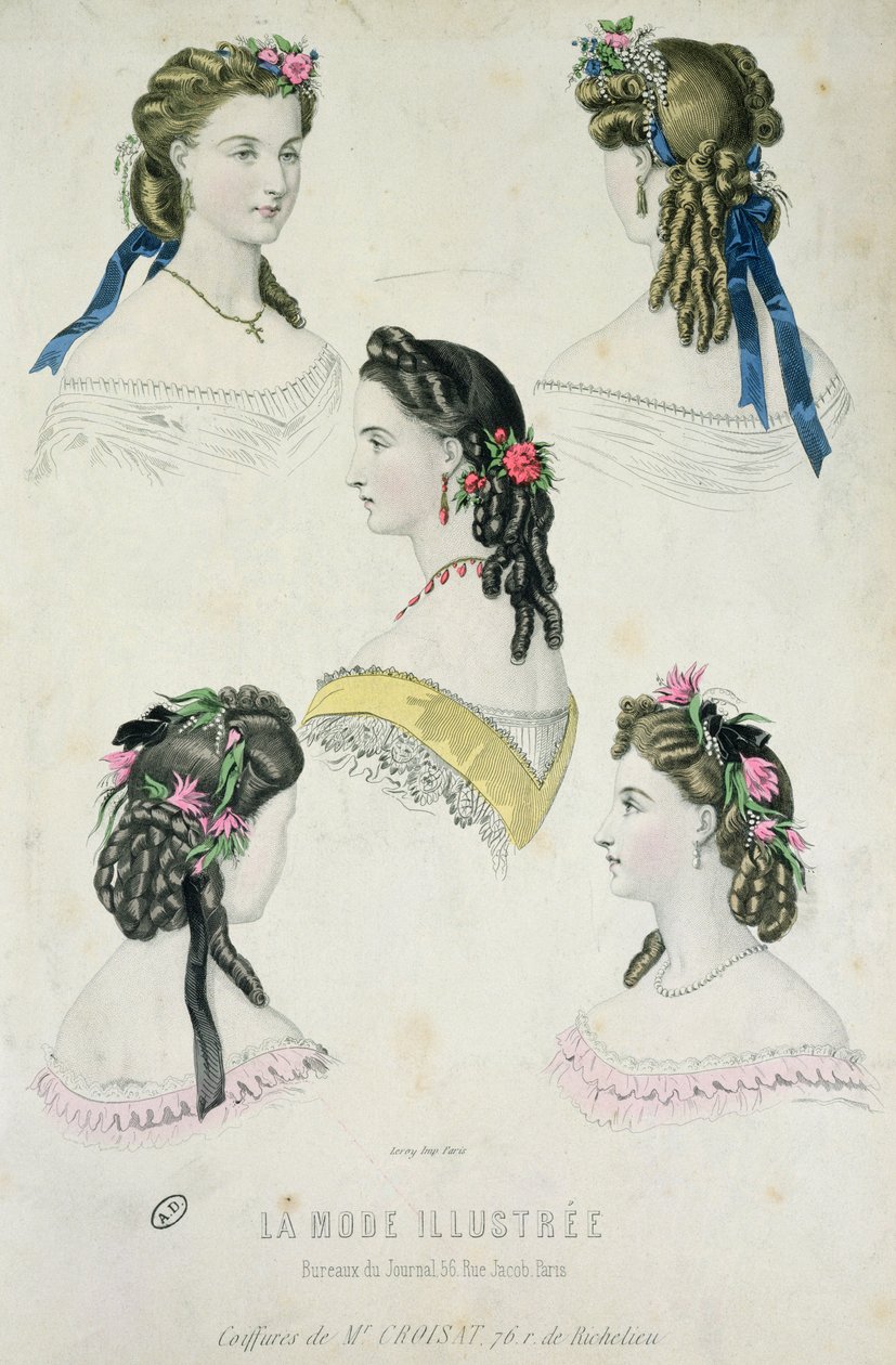 Peinados de Monsieur Croisat, de La Mode Illustrée, 1865 de French School