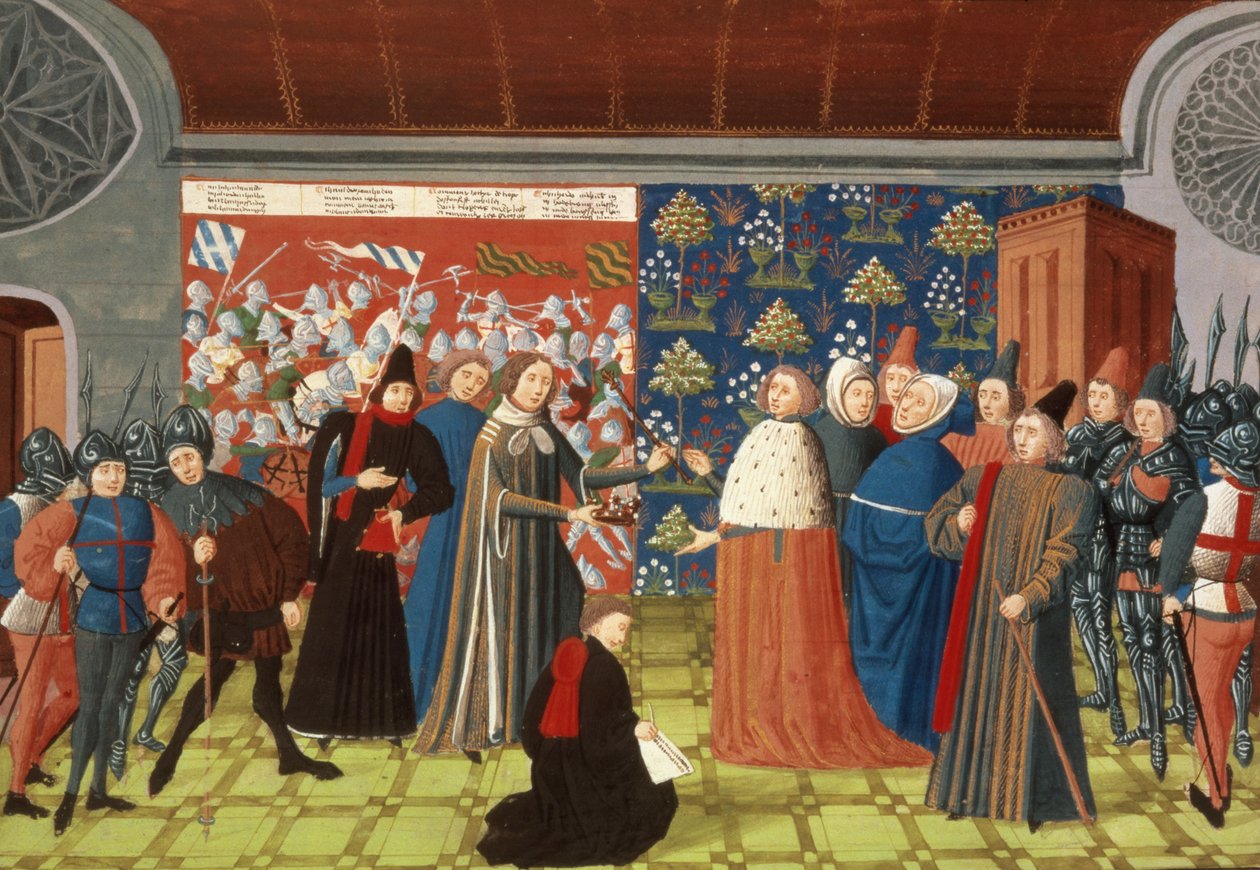 Harl.4380 f.184v Ricardo II cede la corona al Conde de Derby, de Froissart