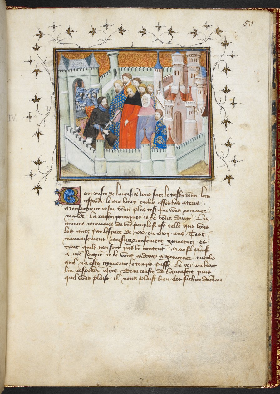 Harley 1319 f.50, Richard II y Bolingbroke en Flint Castle, c.1401-05 (vitela) de French School