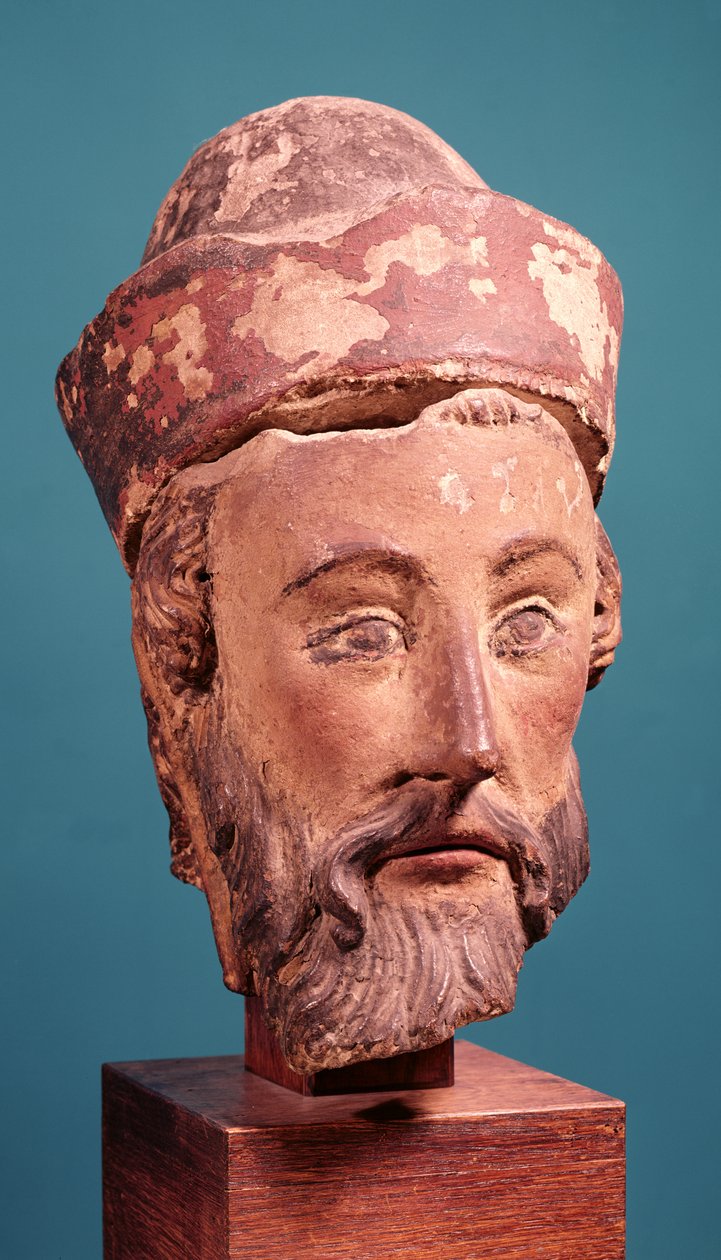 Cabeza de José de Arimatea (piedra policromada) de French School