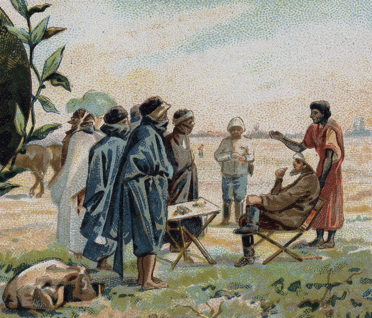 Henri Duveyrier, geógrafo y viajero francés (1840-1892), hablando con los Tuareg de Azgar (Sahara argelino) de French School
