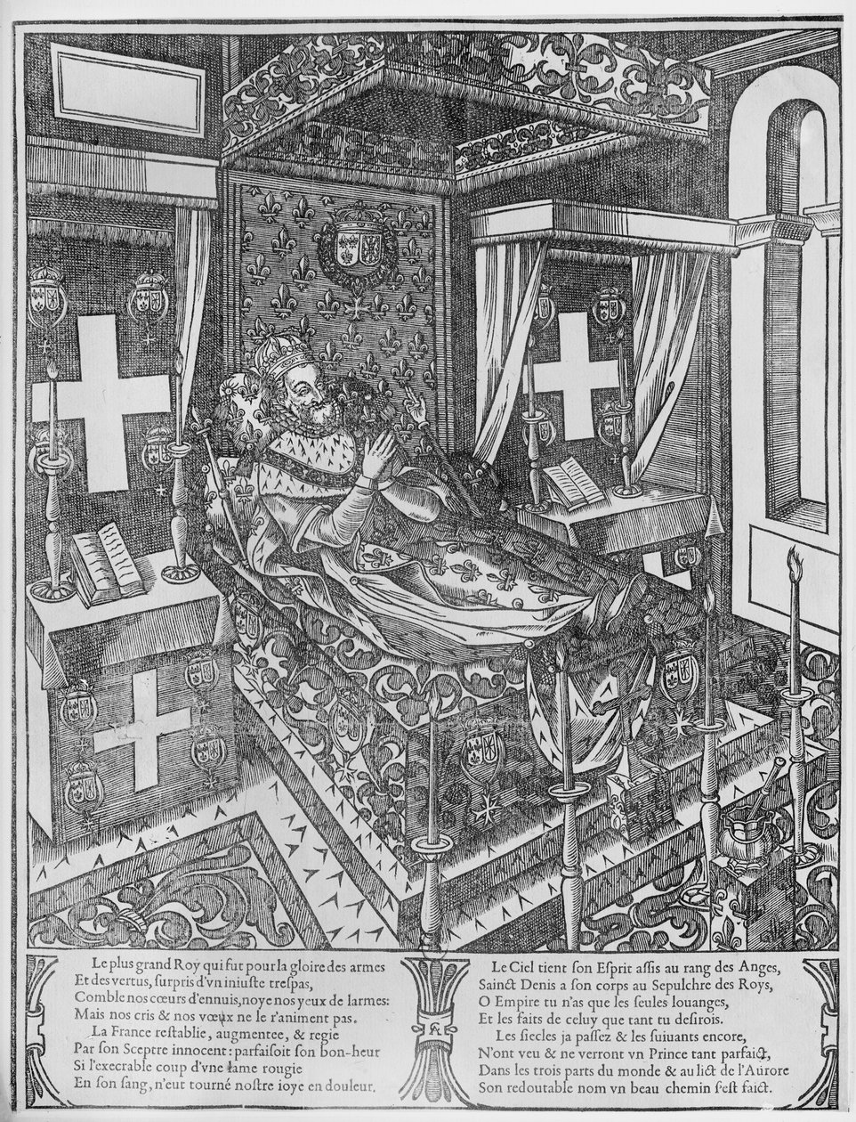Enrique IV en su lecho de muerte, 1610 de French School