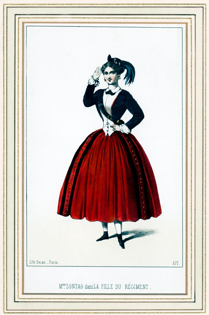Henriette Sontag, soprano alemana, en La fille du régiment de Donizetti de French School