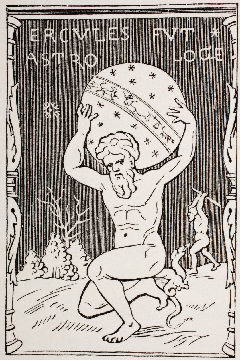 Hércules sosteniendo el mundo en su espalda mientras Atlas recoge las manzanas de las Hespérides, de 