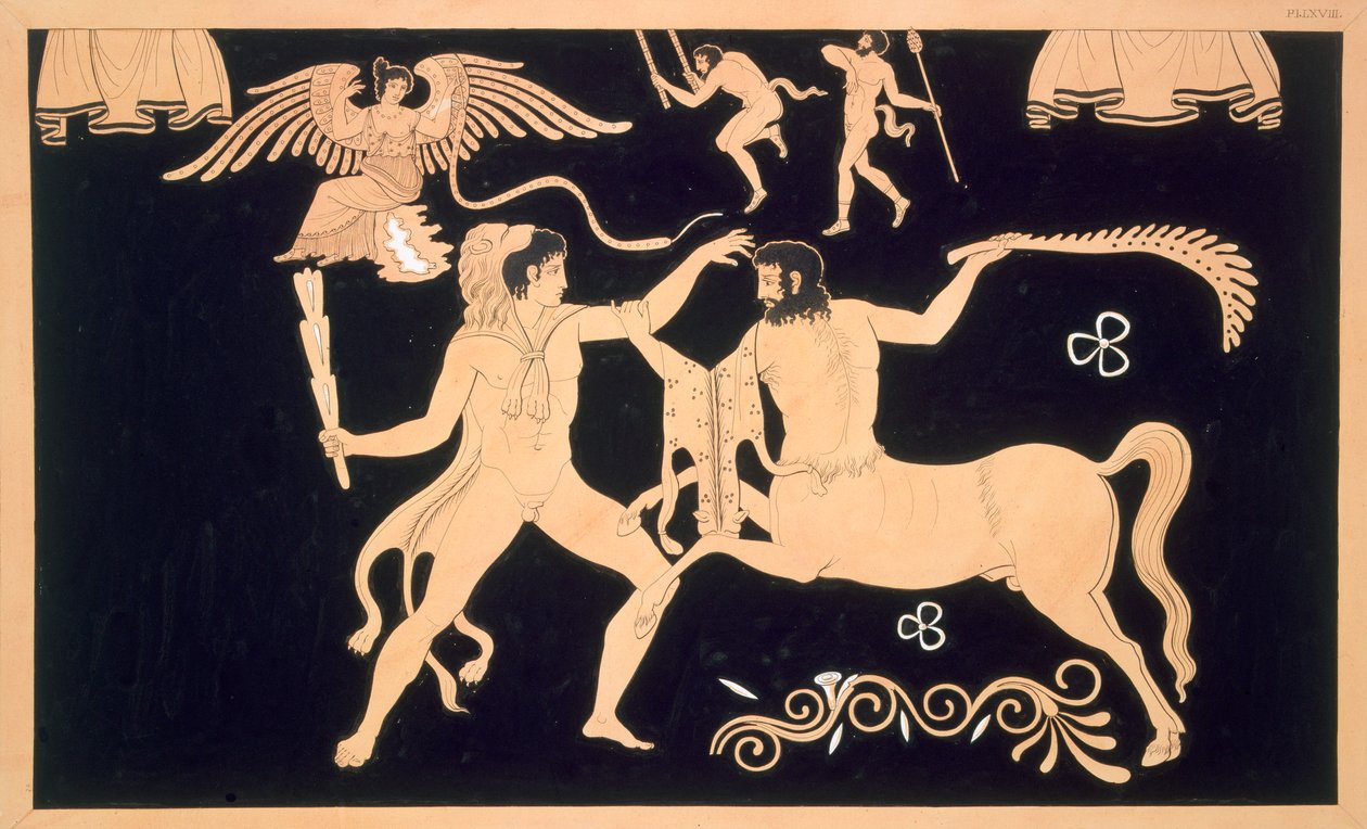Hércules en combate con el centauro Quirón, publicado 1808-10 de French School