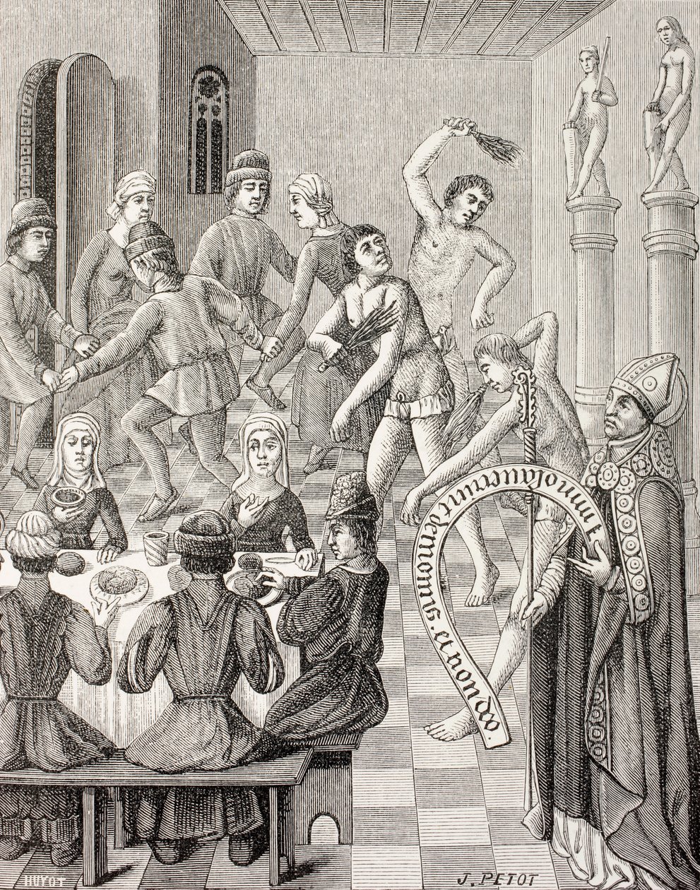 Herejía de los Flagelantes, c.1880 (litografía) de French School