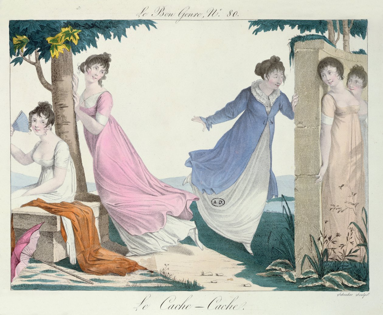 Escondite, ilustración de Le Bon Genre, principios del siglo XIX de French School