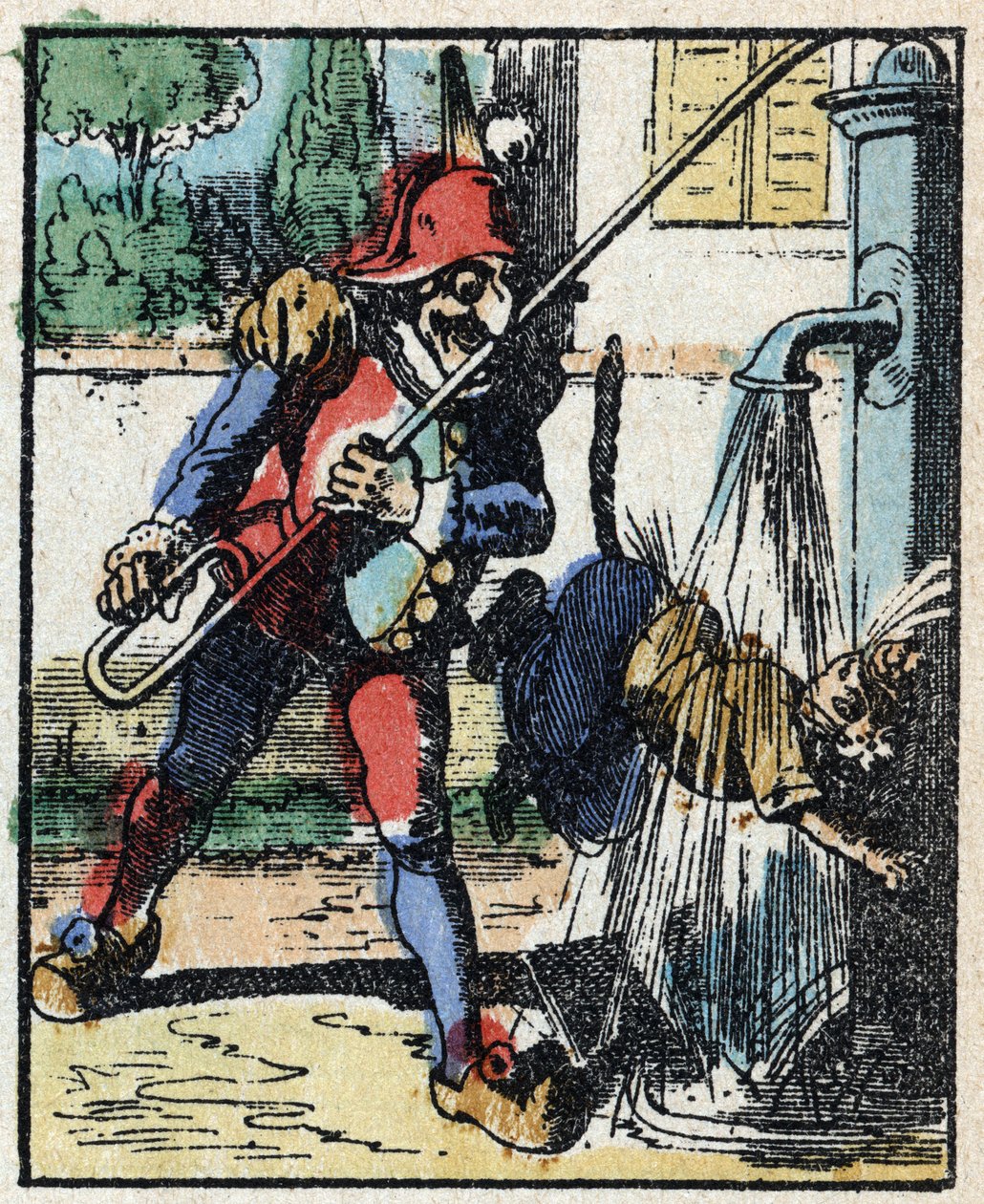 Historia del Dr. Pulcinella (Polichinela). Grabado en madera de Imagerie Pellerin - Epinal, sd. Finales del siglo XIX. de French School