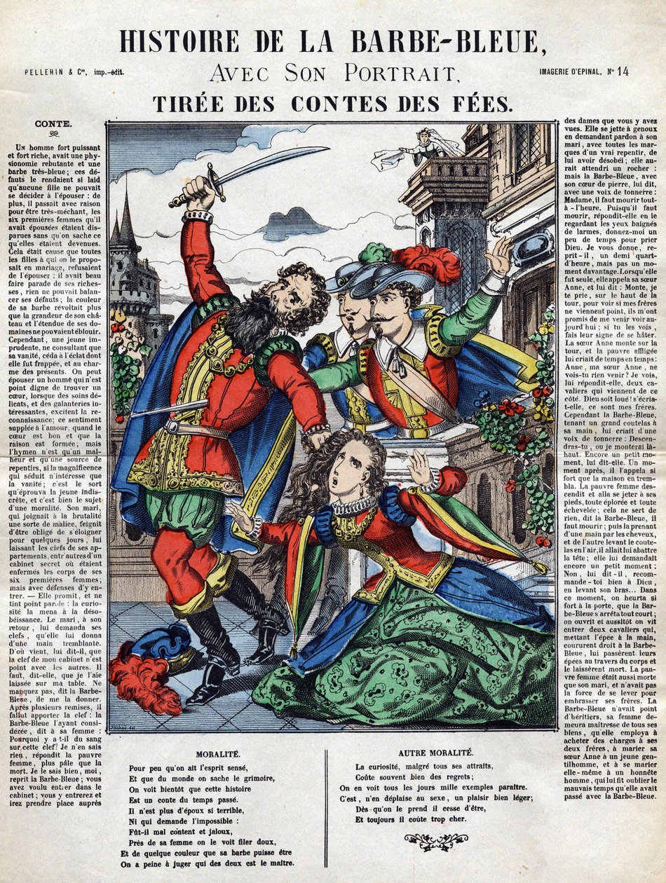 Historia de Barba Azul, imagen de Epinal del siglo XIX de French School