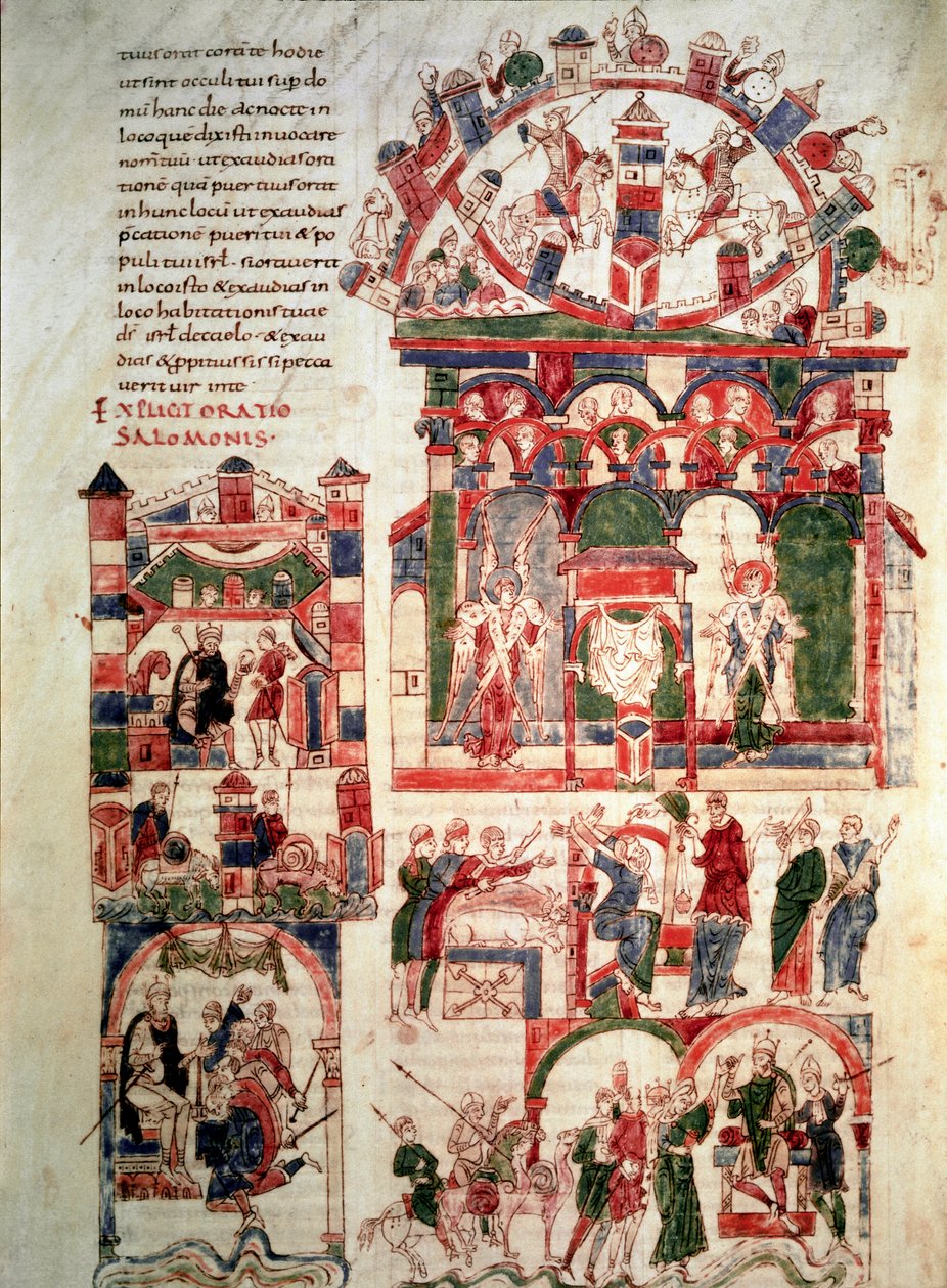 Historia de la vida del rey Salomón. Página de la Biblia de Noailles (siglo X o XI) París, B.N. de French School