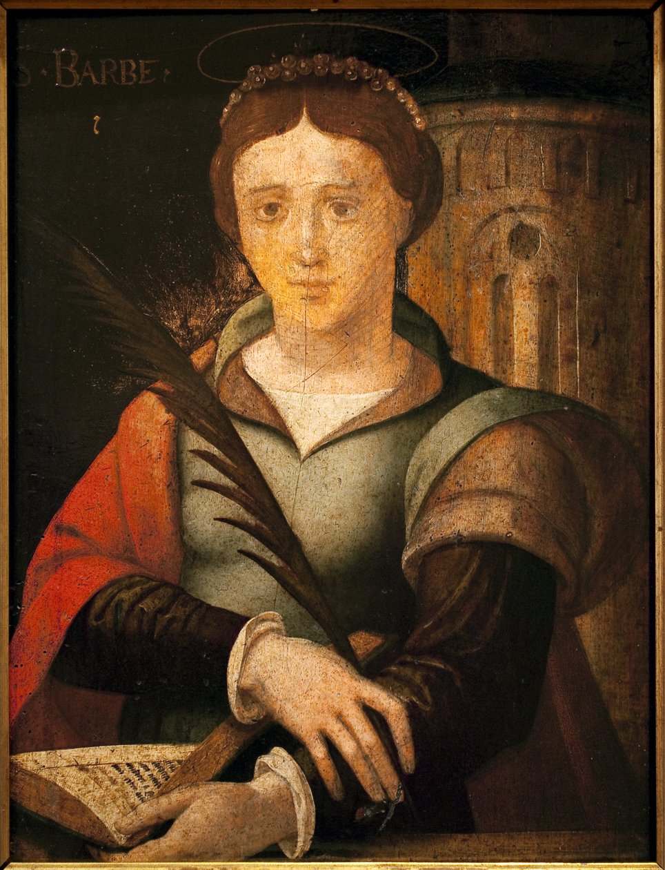 Santa Barba. Pintura anónima, óleo sobre madera de French School