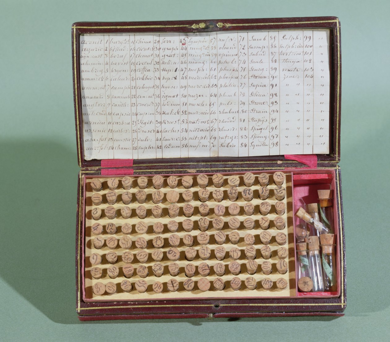 Maletín de medicina homeopática, segunda mitad del siglo XIX de French School