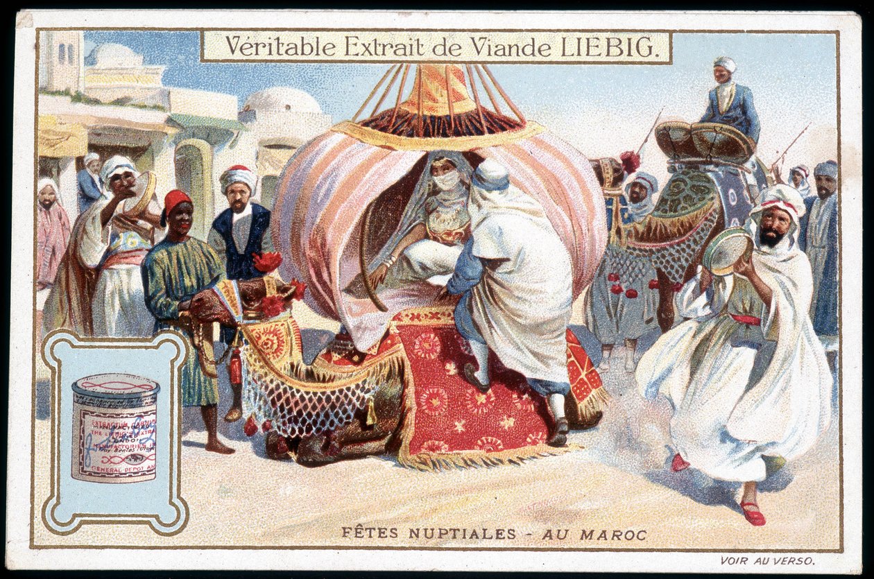 Luna de miel en Marruecos - cromo. Liebig, v. 1895 de French School