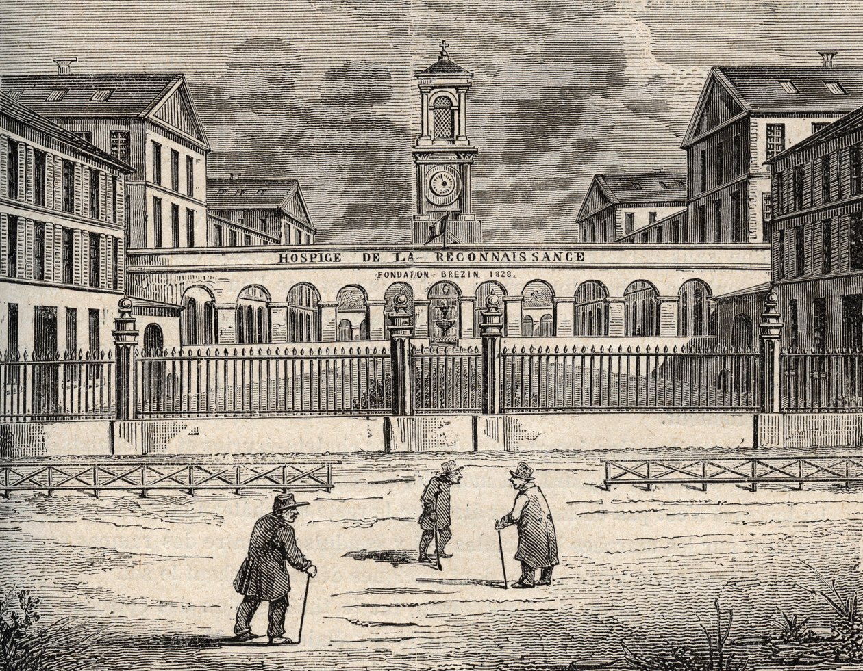 Hospicio de la Reconnaissance en Garches - Hauts-de-Seine - grabado en “PATRIE - DESCRIPTION PICTURESQUE DE LA FRANCE EN 6 VOLUMES BY LUCIEN HUARD - finales del siglo XIX de French School
