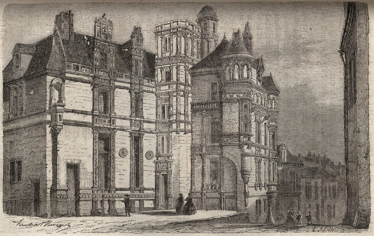 Hotel de Anjou en Angers - grabado en “Histoire de France” por Victor Duruy (1811-1894) - 1882 de French School