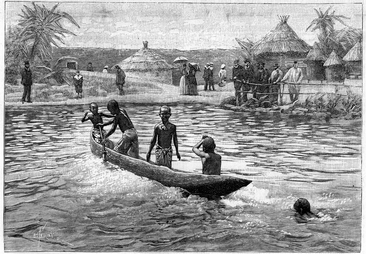 Zoo humano - exposición etnográfica de África Occidental en Champ de Mars (París) de French School