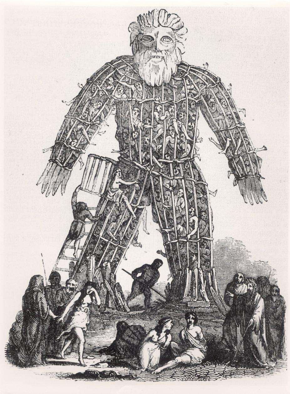 Sacrificio humano por druidas galos en un Hombre de Mimbre, del 