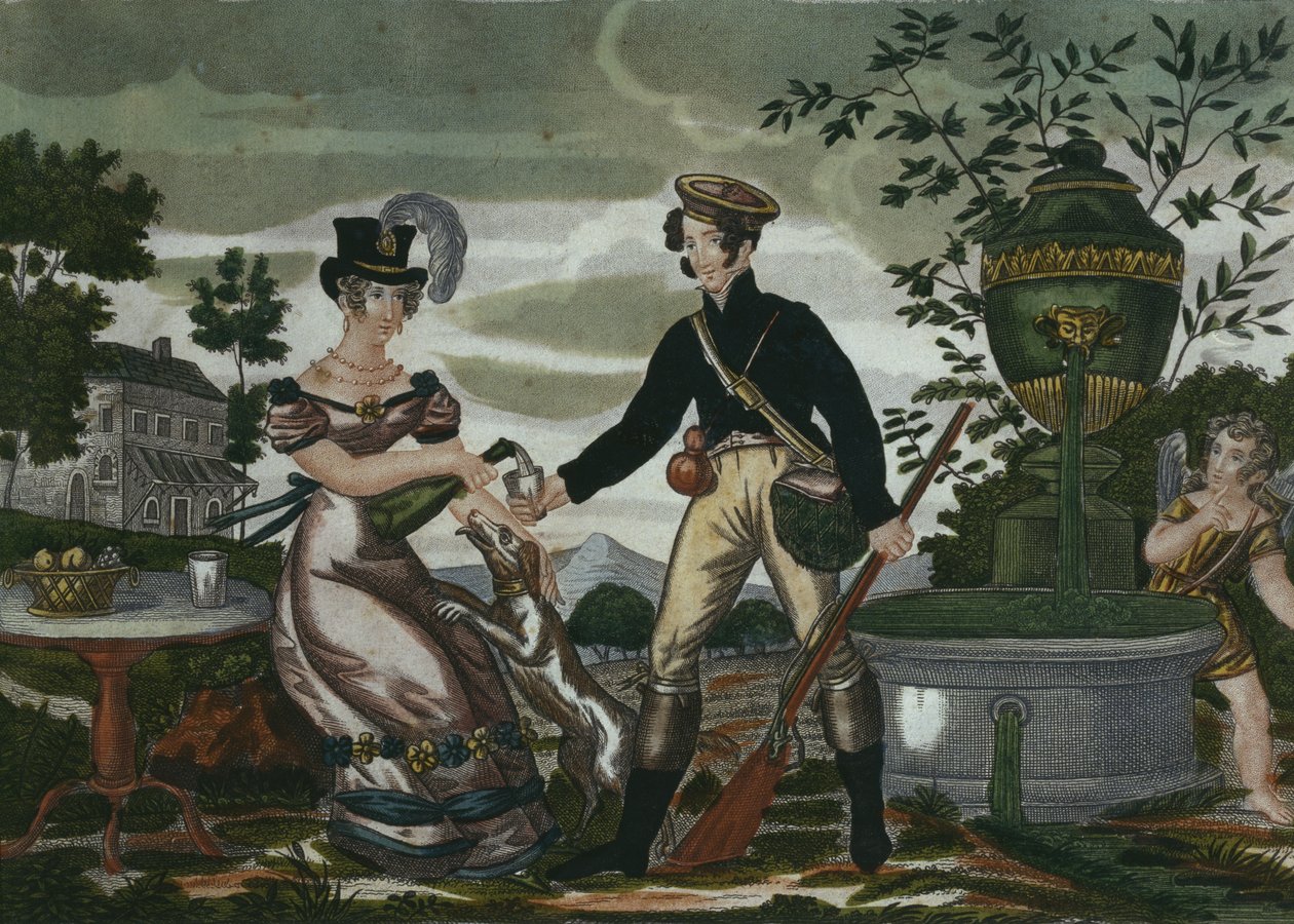 Encuentro de caza, lámina 2, principios del siglo XIX de French School
