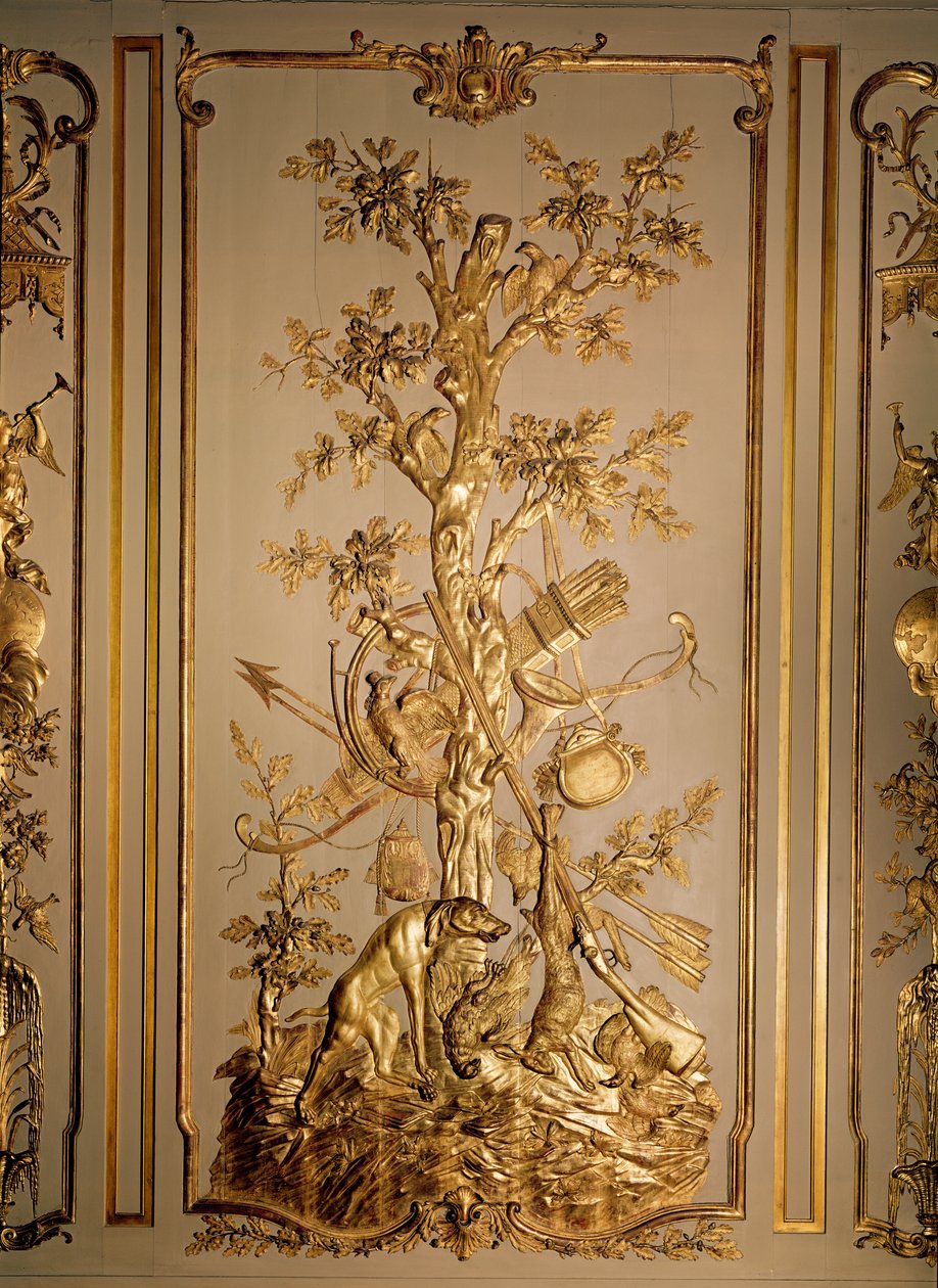 Escena de caza, paneles de madera originalmente del comedor del Hotel des Etats du Languedoc de French School