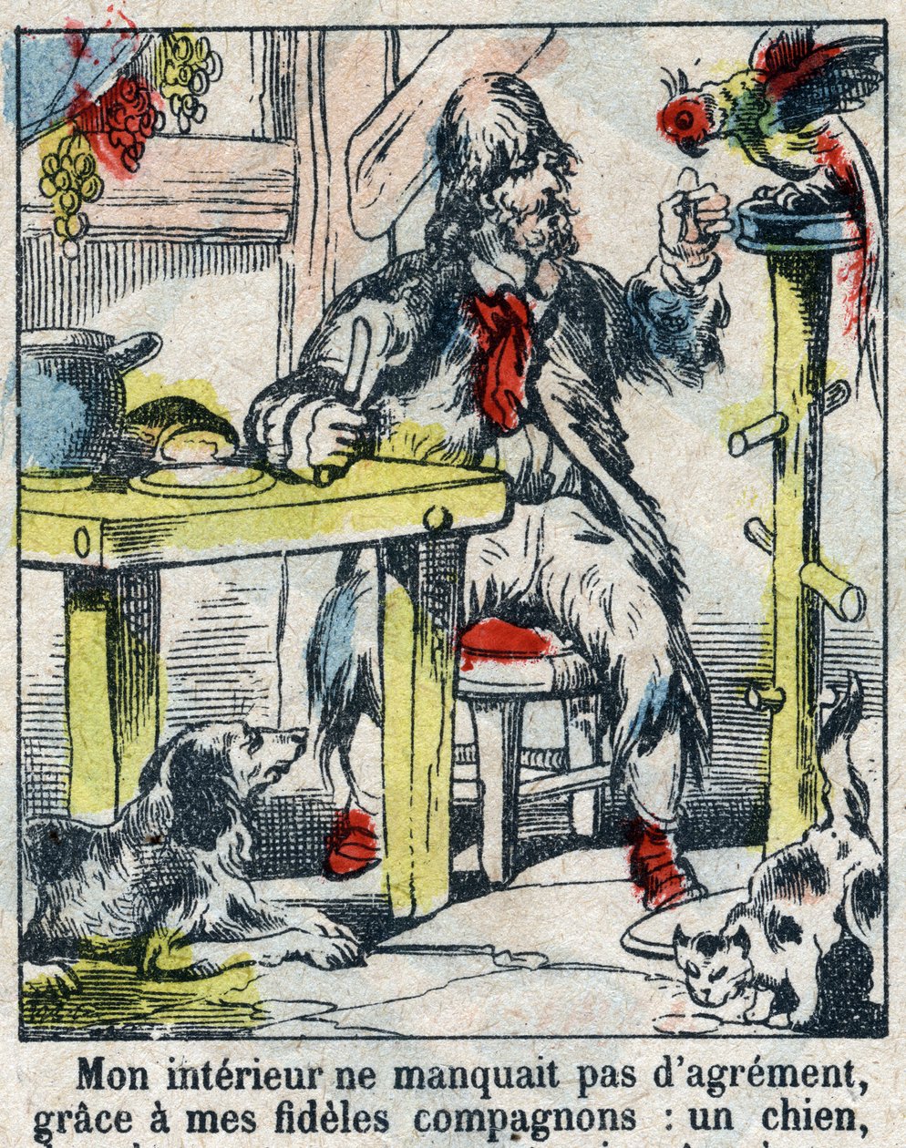 Ilustración para el libro de Daniel Defoe (De foe) “” Robinson Crusoe””. Imagen de Epinal de finales del siglo XIX. de French School