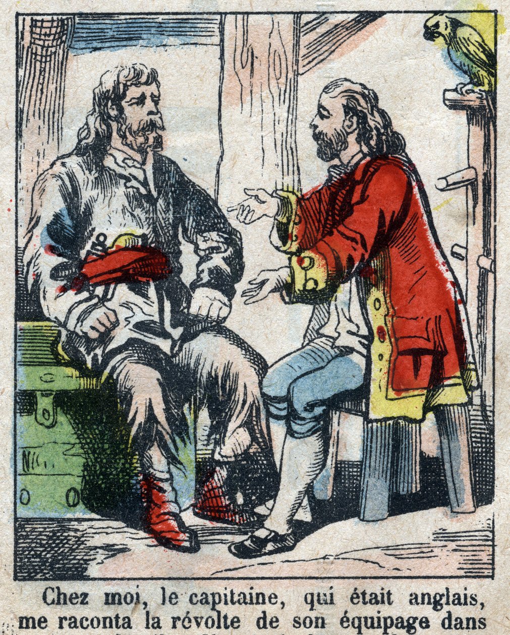 Ilustración para el libro de Daniel Defoe "Robinson Crusoe". Imágenes de Épinal finales del siglo XIX. de French School