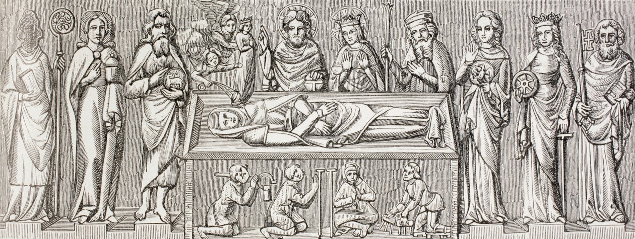 Ilustración después del bajorrelieve en la tumba de Isabel de Hungría, de 