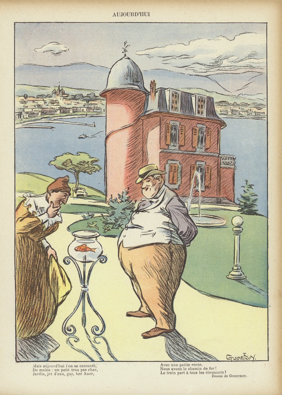 Ilustración para Le Rire (litografía en color) de French School