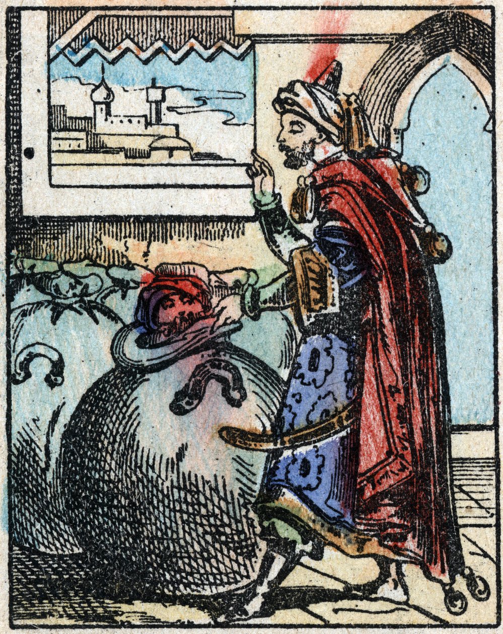 Ilustración de los cuentos de Las mil y una noches. Alí-Babá. Grabado en madera de Imaging Pellerin - Epinal, finales del siglo XIX. de French School