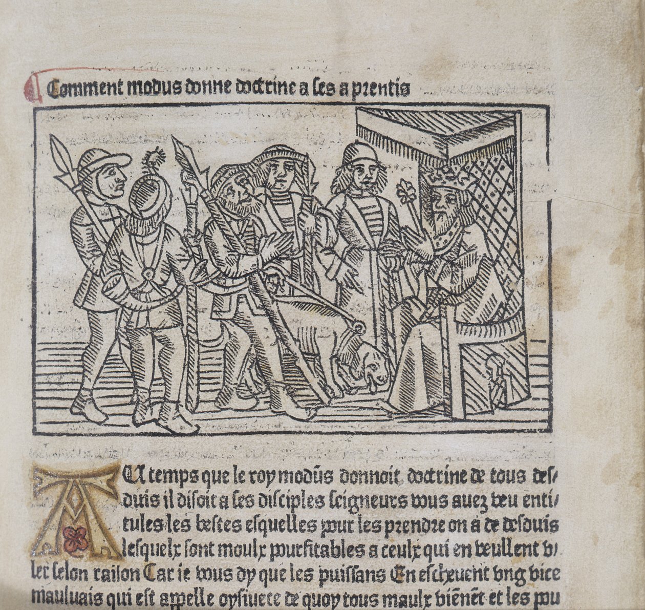 Ilustración de Le Livre du Roy Modus et de la Reine Racio por Henri Ferrieres, 1486 de French School