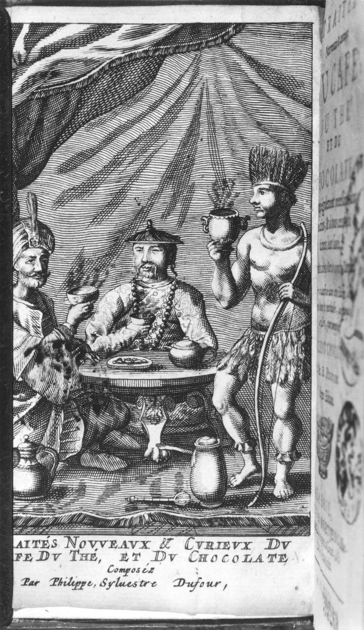 Ilustración de Traite Nouveau et Curieux du Cafe, du The et du Chocolat por Philippe Sylvestre Dufour, La Haya, publicado en 1693 de French School
