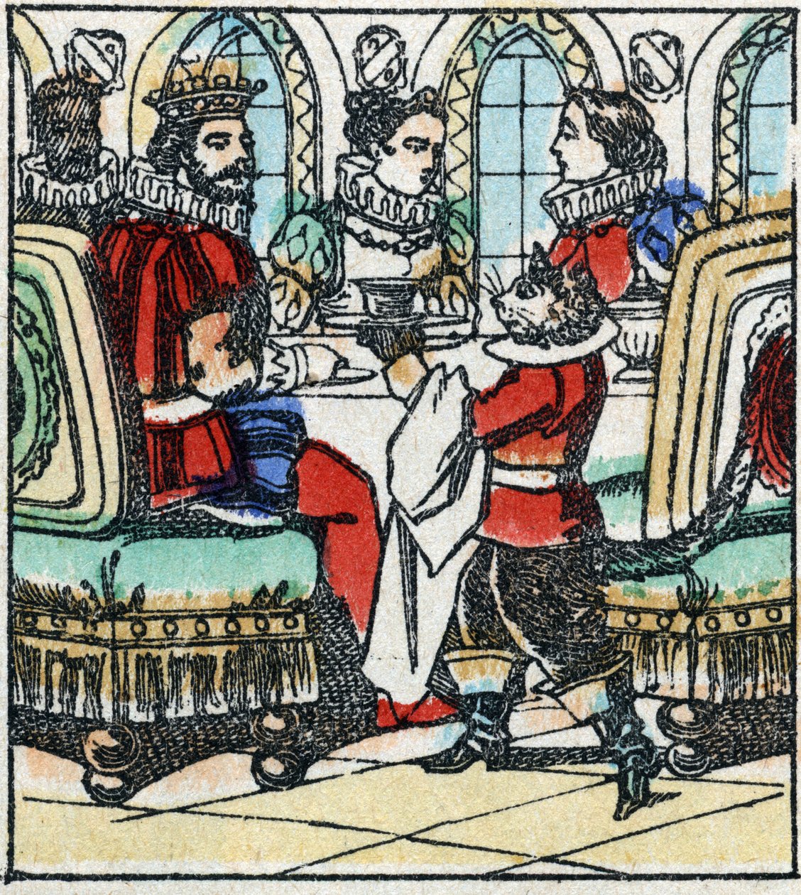 Ilustración del cuento de Charles Perrault “El gato con botas”. Grabado en madera de Imaging Pellerin - Epinal, finales del siglo XIX. de French School