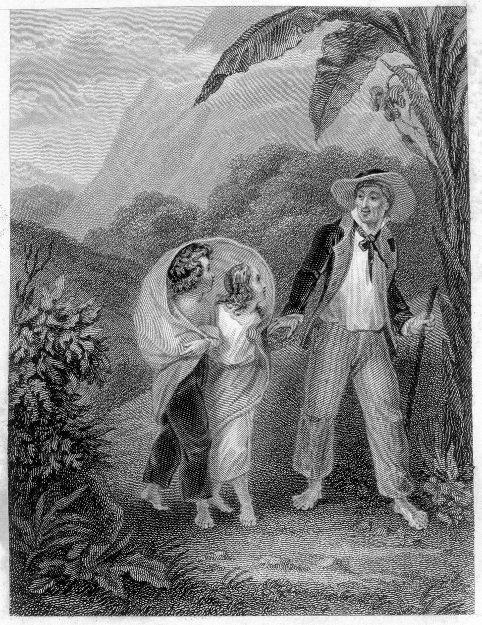 Ilustración de "Paul y Virginia". Novela de Henri Bernardin de Saint Pierre (Saint-Pierre o St-Pierre), escritor francés (1737-1814) de French School
