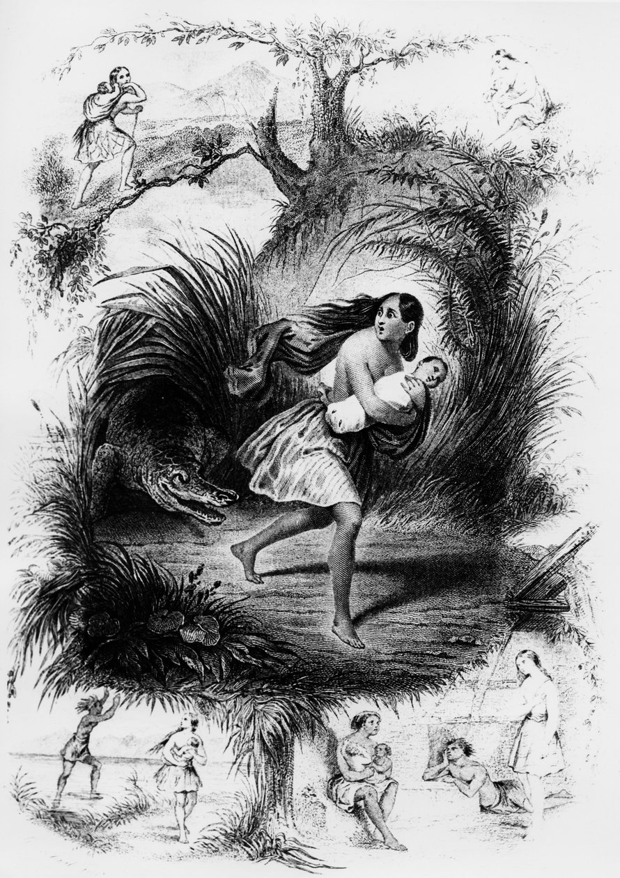 Ilustración de la novela "Les Natchez" de François René de Chateaubriand de French School